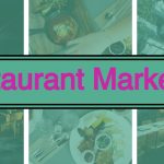 Three photos of restaurants, teal overlay, pink text says "Restaurant Marketing."